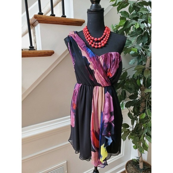 Tibi Multicolor 100% Silky One Shoulder Dress - Picture 2 of 12